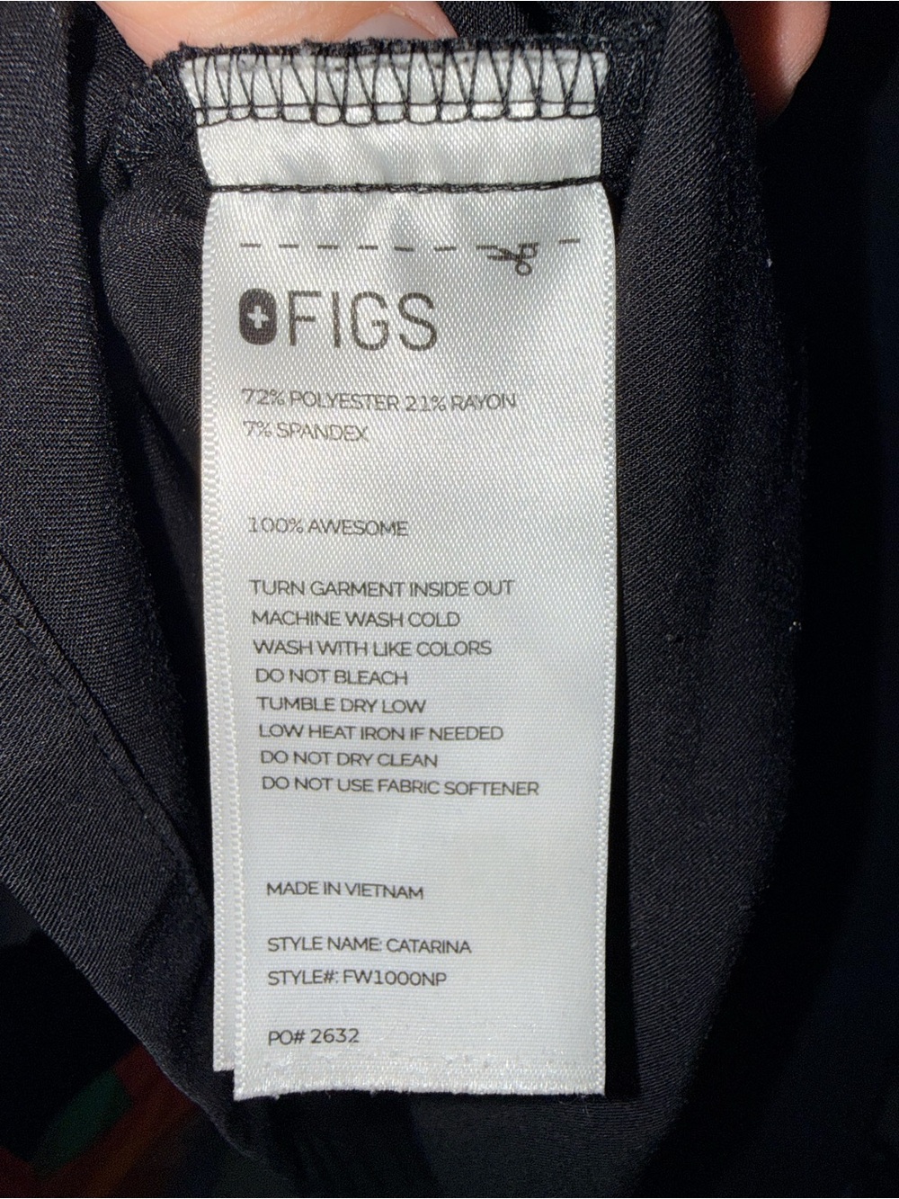FIGS Catarina size SP Classic V-Neck Scrub Top in Black single pocket women’s - Picture 5 of 6